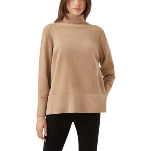 Dolcevita Donna Knit Velvet Vent con spacco Beige RRD- Francavilla Moda